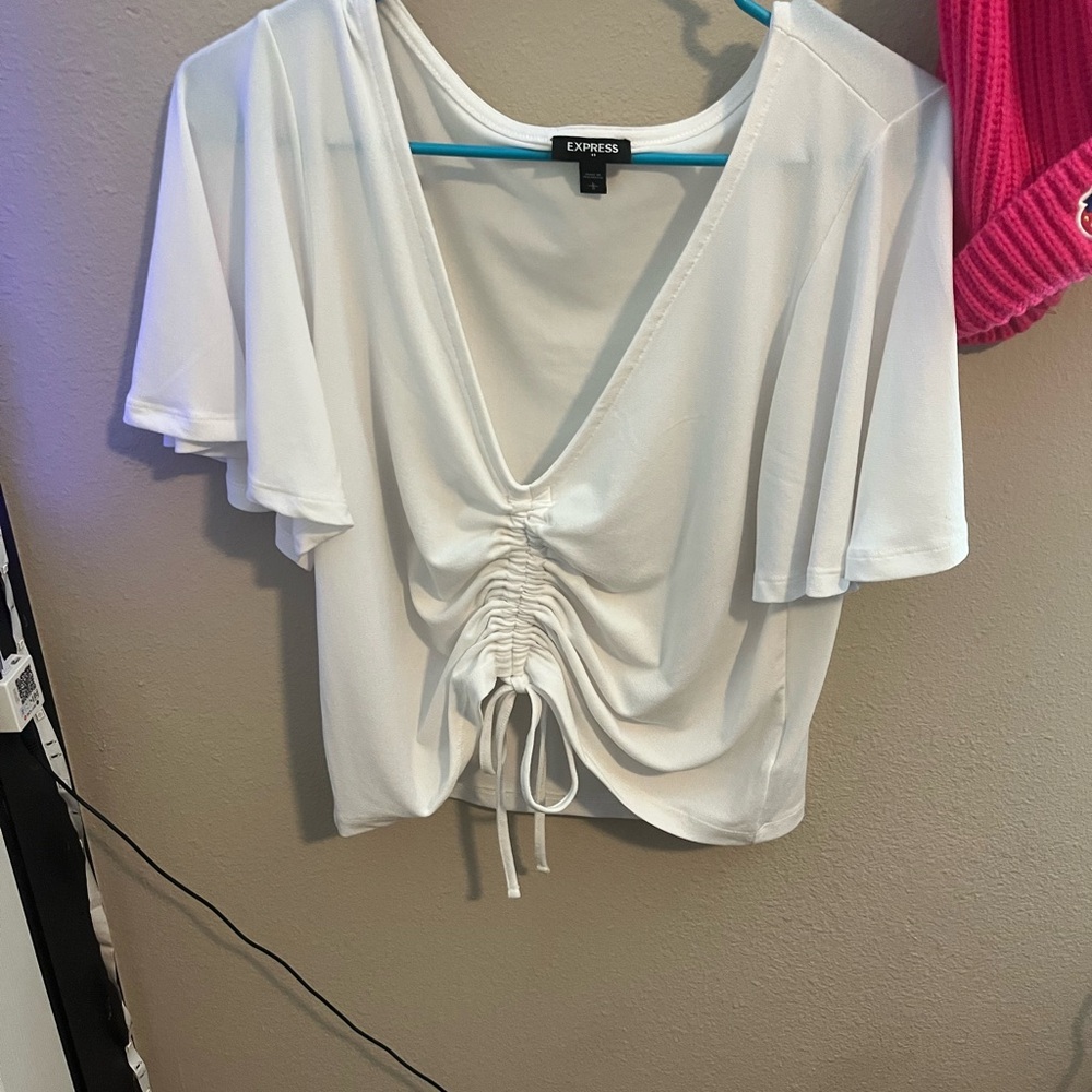 Express Women's White Ruched Blouse